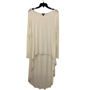 Express Women's White High Low Tunic Top Long Sleeve Medium